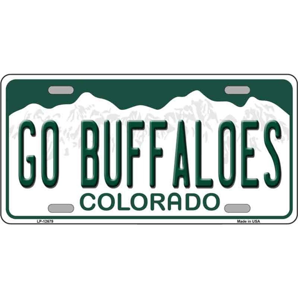 NCAA Go Buffaloes License Plate Tag Metal Colorado Sign Retro Big12 Bar New